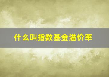 什么叫指数基金溢价率