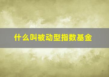 什么叫被动型指数基金