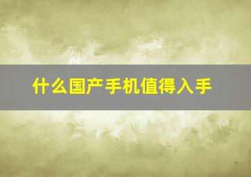 什么国产手机值得入手