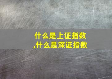 什么是上证指数,什么是深证指数