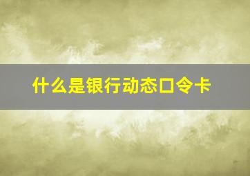 什么是银行动态口令卡