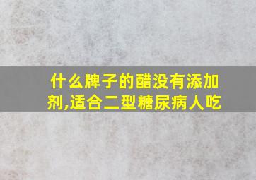 什么牌子的醋没有添加剂,适合二型糖尿病人吃