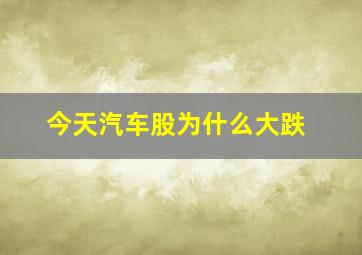 今天汽车股为什么大跌