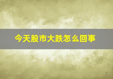 今天股市大跌怎么回事