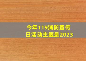 今年119消防宣传日活动主题是2023