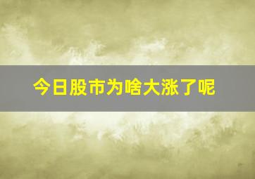 今日股市为啥大涨了呢