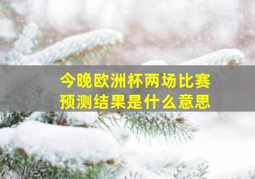 今晚欧洲杯两场比赛预测结果是什么意思