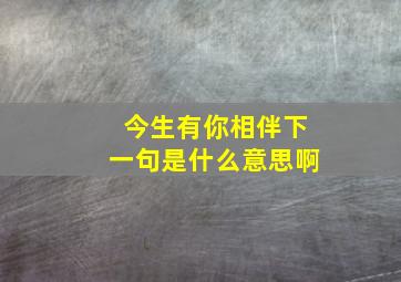 今生有你相伴下一句是什么意思啊