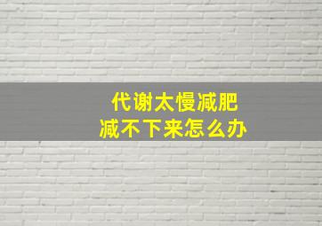 代谢太慢减肥减不下来怎么办