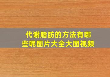 代谢脂肪的方法有哪些呢图片大全大图视频