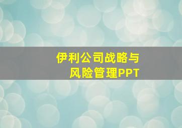 伊利公司战略与风险管理PPT