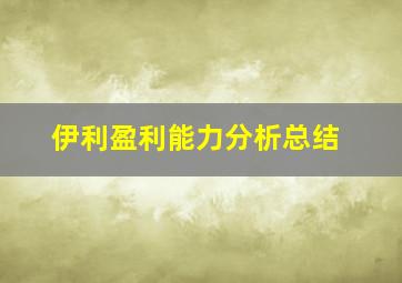 伊利盈利能力分析总结