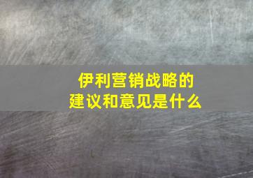 伊利营销战略的建议和意见是什么