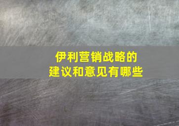 伊利营销战略的建议和意见有哪些