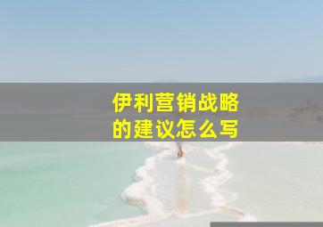 伊利营销战略的建议怎么写