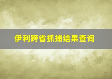 伊利跨省抓捕结果查询