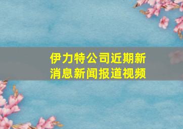 伊力特公司近期新消息新闻报道视频