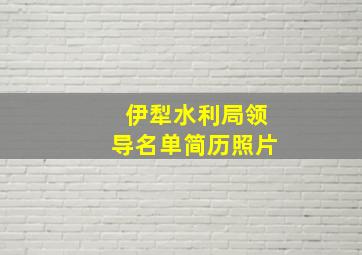 伊犁水利局领导名单简历照片