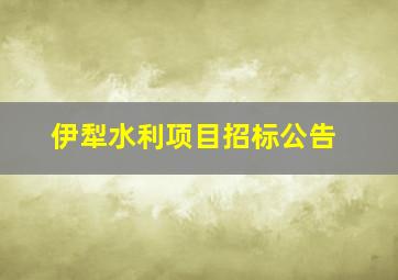 伊犁水利项目招标公告