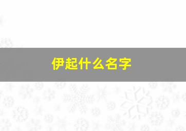 伊起什么名字