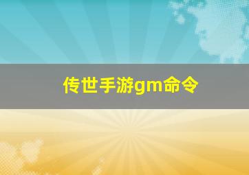 传世手游gm命令