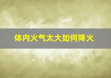 体内火气太大如何降火