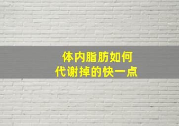 体内脂肪如何代谢掉的快一点