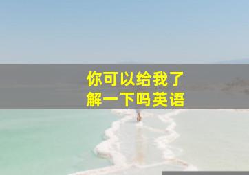 你可以给我了解一下吗英语