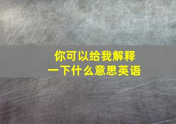 你可以给我解释一下什么意思英语