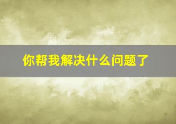 你帮我解决什么问题了