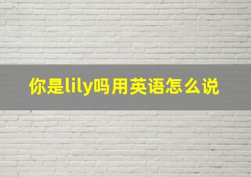 你是lily吗用英语怎么说