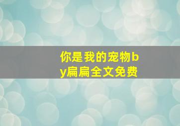 你是我的宠物by扁扁全文免费