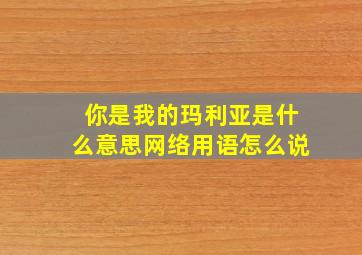 你是我的玛利亚是什么意思网络用语怎么说