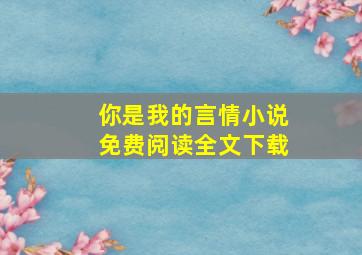 你是我的言情小说免费阅读全文下载