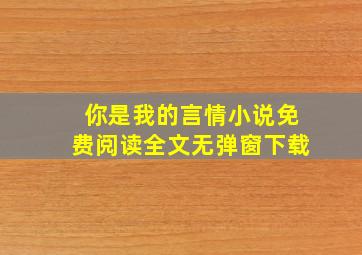 你是我的言情小说免费阅读全文无弹窗下载