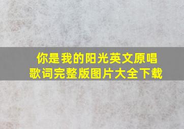 你是我的阳光英文原唱歌词完整版图片大全下载