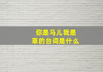 你是马儿我是草的台词是什么