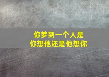 你梦到一个人是你想他还是他想你