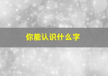 你能认识什么字