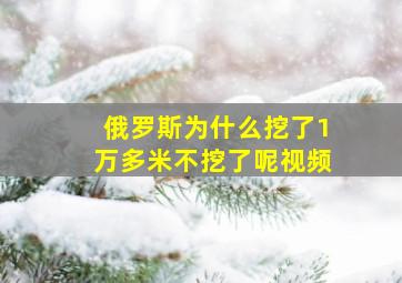 俄罗斯为什么挖了1万多米不挖了呢视频