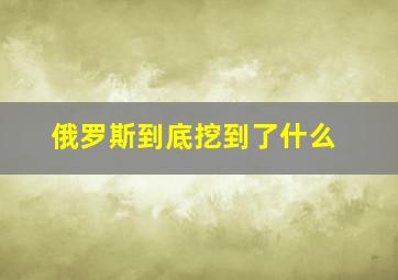 俄罗斯到底挖到了什么