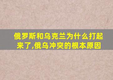 俄罗斯和乌克兰为什么打起来了,俄乌冲突的根本原因