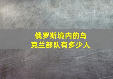 俄罗斯境内的乌克兰部队有多少人