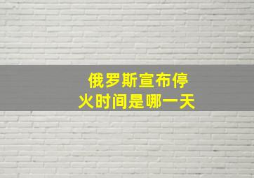 俄罗斯宣布停火时间是哪一天