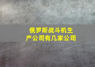 俄罗斯战斗机生产公司有几家公司