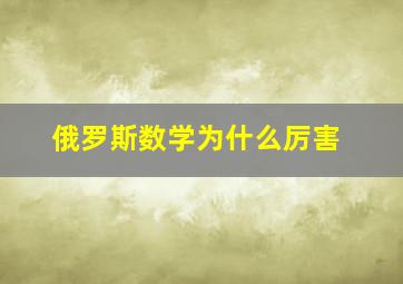 俄罗斯数学为什么厉害