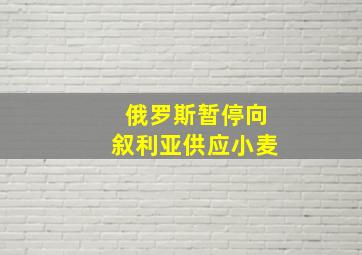 俄罗斯暂停向叙利亚供应小麦