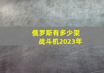 俄罗斯有多少架战斗机2023年