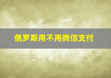 俄罗斯用不用微信支付