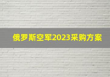 俄罗斯空军2023采购方案